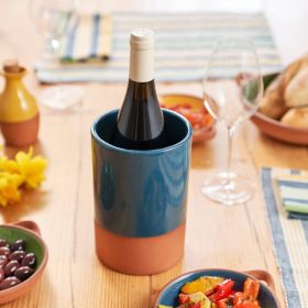 Glazed Terracotta Wine Cooler - Ink Blue